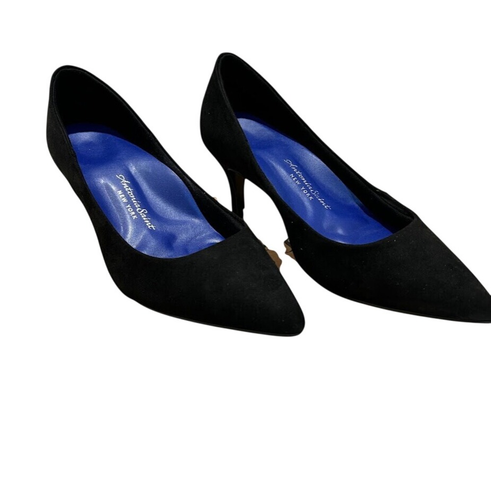 Antonia Saint NY Vicki Heels 40MM Black Ultra Suede Pointed Toe Pumps Mens 9.5 - Picture 5 of 6